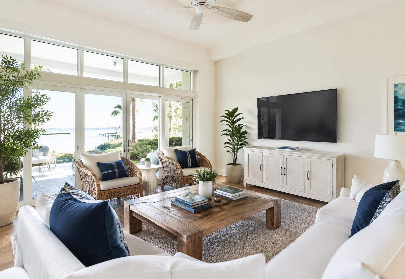 Bright, freshly cleaned Florida living room